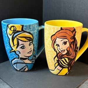 Disney Princess Character Mugs — Blue & Yellow Interiors - set of 2